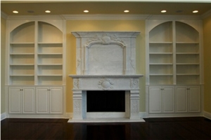 Double Fireplace Surrounding, White Beige Travertine Fireplace