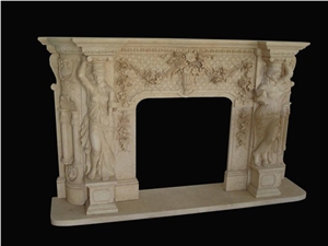 Hand Carved Marble Fireplace China Beige Fireplace Health Modern Style