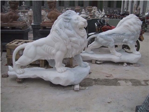 Hand Carved White Marble Lion Statue Customized Sculptures Garden Hand Carved White Marble Lion Statue Customized Sculptures Garden