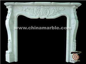 Jade White Marble Fireplace Flower Hand Carved Mantel Hearth