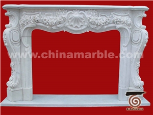 Jade White Marble Fireplace Flower Hand Carved Surround Hearth Hot