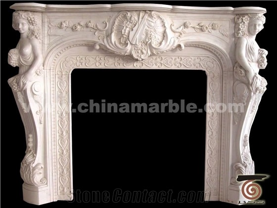 Jade White Marble Fireplace Mantel Hearth Mantal Surround
