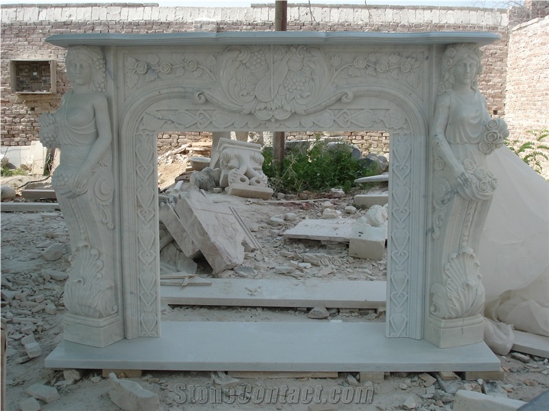 Jade White Marble Fireplace Mantel Hearth Mantal Surround