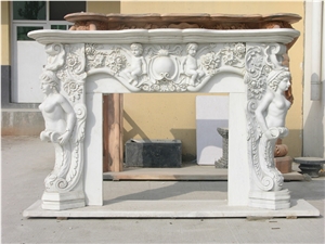 Jade White Marble Fireplace Mantel Hearth Mantal Surround
