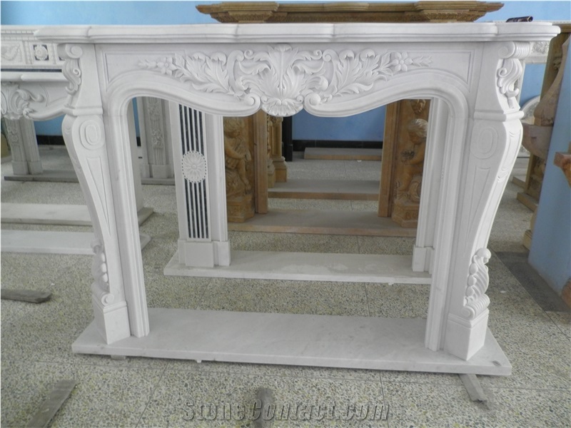 Jade White Marble Fireplace Surround Hearth Hand Carved
