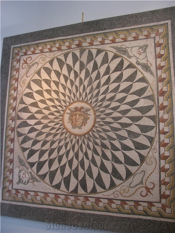 Marble Mosaic Medallion, Brown Marble Medallion
