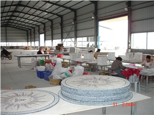 Marble Mosaic Medallion, Brown Marble Medallion