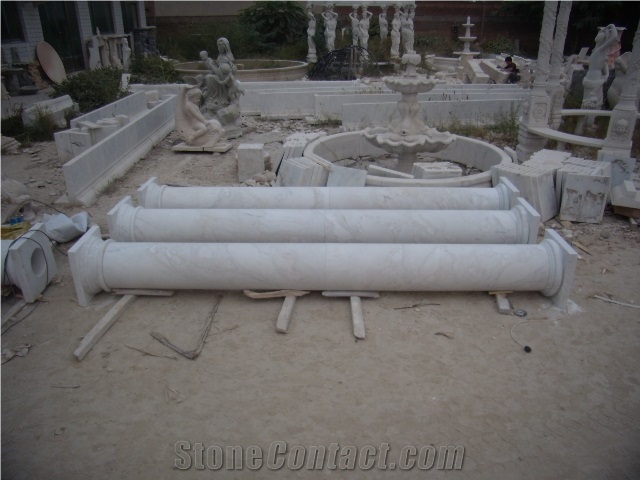 Simple Solid White Marble Column, Jade White Marble Column