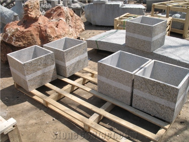 G341 Grey Granite Flower Pots