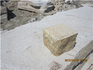 G350 Granite Yellow Cubes Stone,Cobble Stone