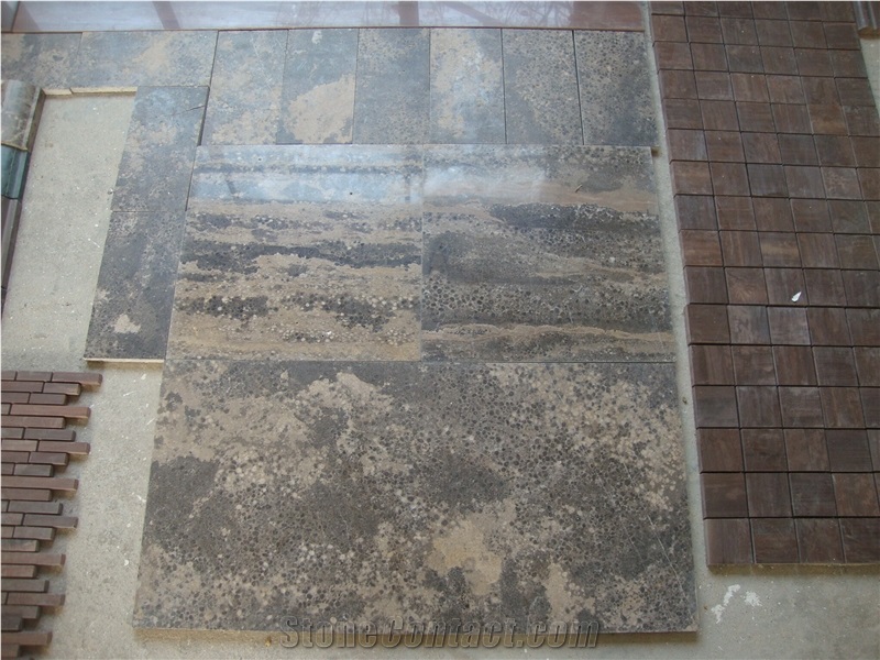 Golden Beach Limestone Brown and Golden Vein Cube Stone & Paver