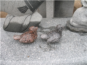 Grey Granite Birds Sculpture