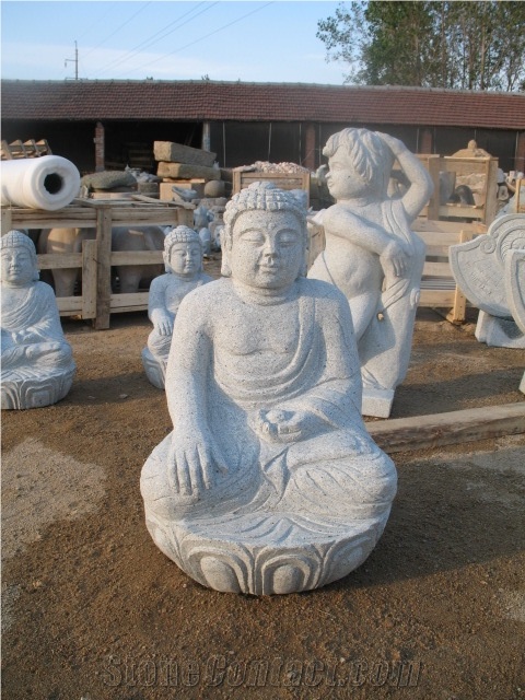 Sculpture Of Buddhism, G341 Grey Granite Sculpture & Statue