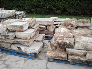 Antique French Limestone Pavement Flooring 3cm Thick ( 1,2 Inch ) Opus Romano Pattern