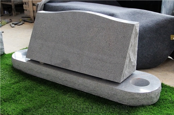 Light Gray G633 Polished Slant Marker Monument