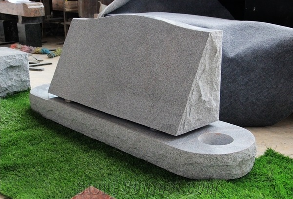 Light Gray G633 Polished Slant Marker Monument