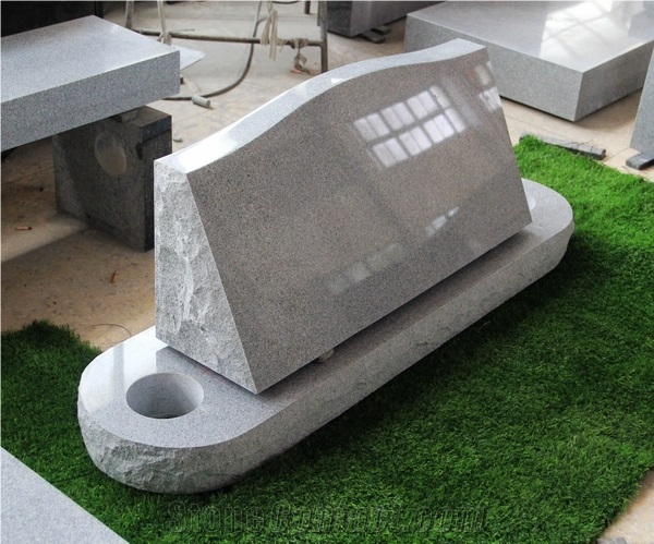 Light Gray G633 Polished Slant Marker Monument