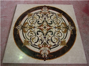 Islamic Style Waterjet Medallion, Square Shape Waterjet Floor Medallions