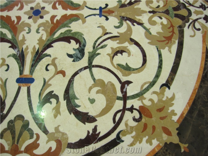 Islamic Style Waterjet Medallion, Square Shape Waterjet Floor Medallions