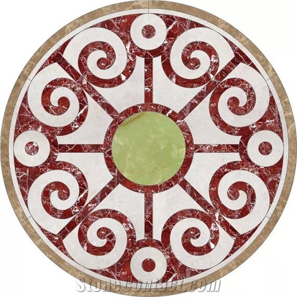 Waterjet Floor Insert Medallion, Round Shape Waterjet Carpet Medallions