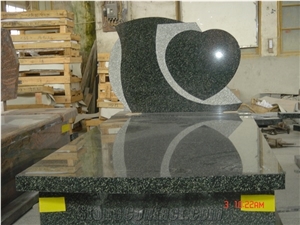 Hassan Green Granite Tombstones & Monuments,Indian Green Granite Western Style Heart Cross Tombstones & Monuments