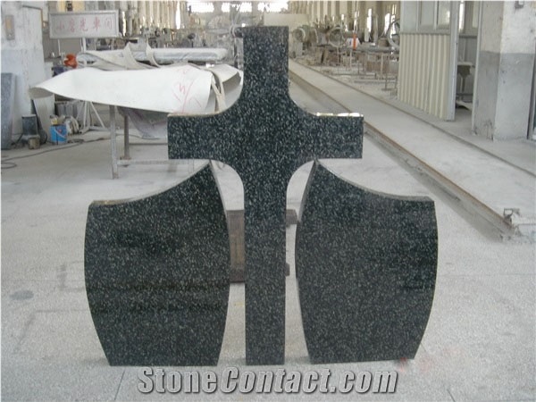Hassan Green Granite Tombstones & Monuments,Indian Green Granite Western Style Heart Cross Tombstones & Monuments