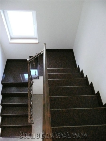 Tan Brown Granite Stairs & Steps,India Brown Polished Granite Stair &Treads