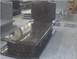 Tan Brown Granite Tombstones&Monuments,India Brown Granite Western Style Cross Heart Angle Tombstones