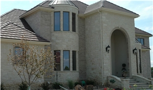 Prairie Shell Limestone Split Ledge Stone Wall Cladding - Residential Exterior Wall Prairie Shell Limestone Split Ledge Stone Wall Cladding - Residential Exterior Wall