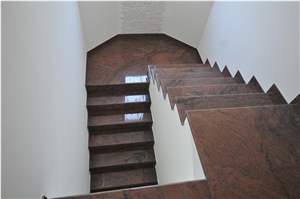 Rosso Multicolor Granite Staircase