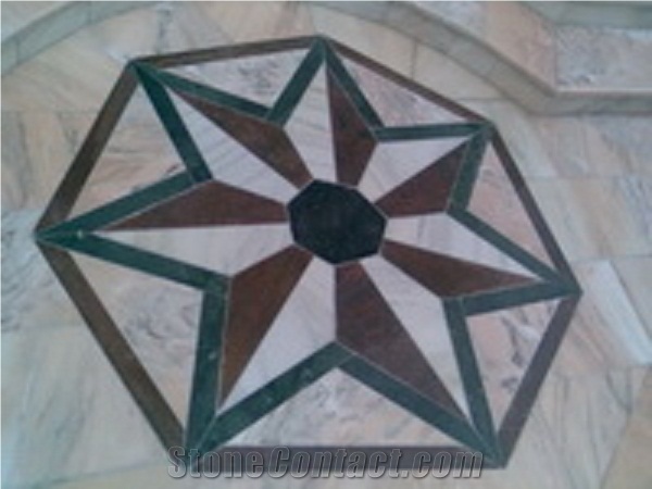 Ruschita Roz Marble Floor Waterjet Medallions