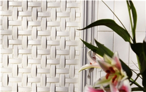 Mini Crescenod Basket Weave Milk White Mosaic Mini Crescenod Basket Weave Milk White Mosaic