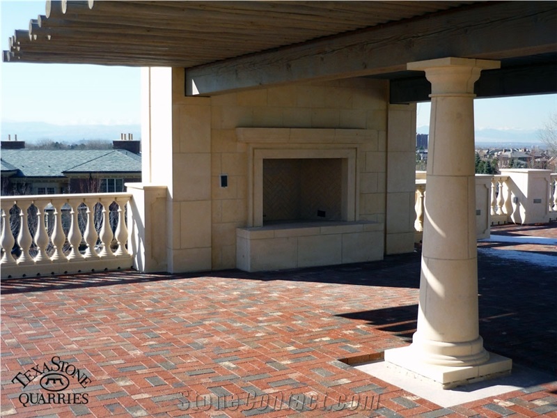 Cedar Hill Cream Limestone Sawn Finish Columns, Wall Cladding