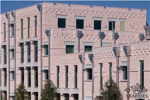 Texastone Pink Limestone Splitface Wall Cladding Cedar Hill Government Center Cedar Hill, Texas
