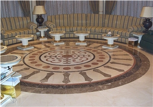 Emperador Dark, Emperador Light Marble Waterjet Medallion