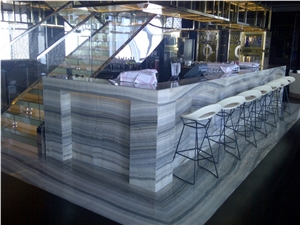 Hotel Bar Top, Surround with Gray Vein Cut Onyx