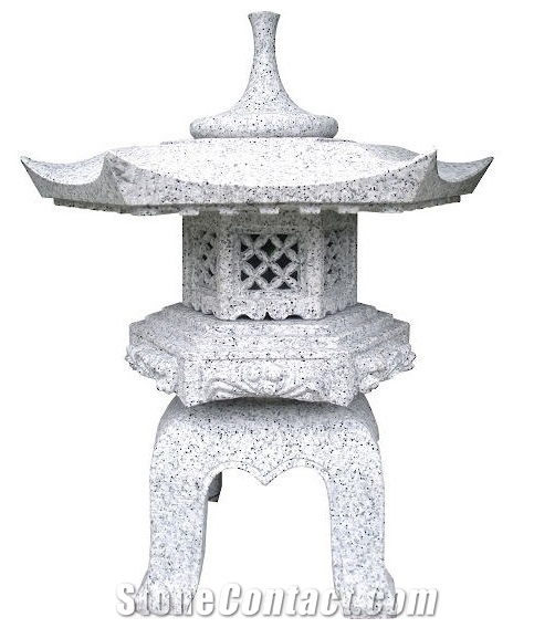 Crystal White Granite Rokkaku-Yukimi Lantern
