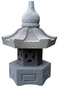 Hand Carved Lava Stone Hexagonal Japanese Lantern Hand Carved Lava Stone Hexagonal Japanese Lantern