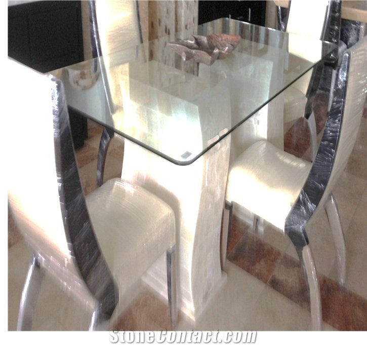 Diamond White Onyx Dinner Room Set