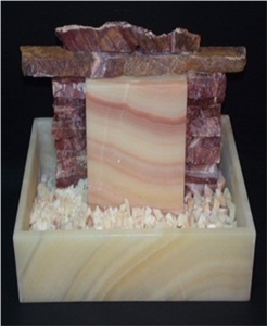 Onyx Rustic Wall Fountain, Honey Amber Beige Onyx Home Decor