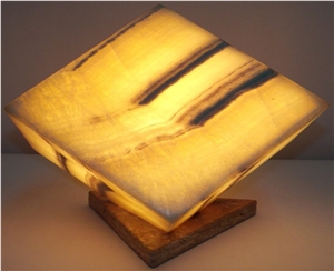 Translucent Yellow Onyx Cube Lamp, Miel Yellow Onyx Lamps Translucent Yellow Onyx Cube Lamp, Miel Yellow Onyx Lamps