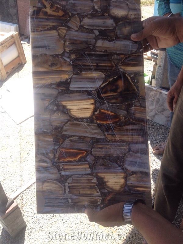 Black Bended Aghate Semiprecious Stone Tiles