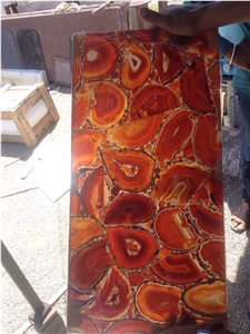 Red Onyx Semiprecious Stone Slab