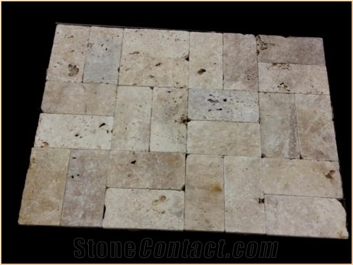 6"X12" Blend Tumbled Travertine Paver