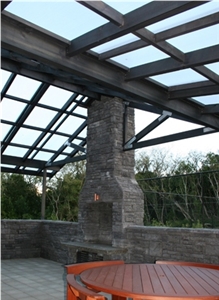Taupo Stone Overlay Installed Wall Ledge Stone, Taupo Stone Sandstone Ledge Stone