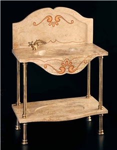 Asiago Perlatino Limestone Pedestal Bathroom Wash Basin