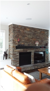 Hyde Brown Schist Stone Fireplace
