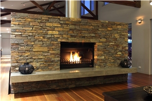 Bookleaf Bluestone Masonry Wall Fireplace Decorating