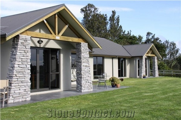 Clutha Schist Rustic Ledge Entrance Column Stacked Wall