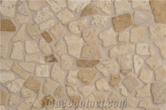 Pieces Of Light, Medium and Noche Travertine Mosiac Broken Biscuit